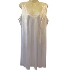 Y2K CW Classics 1X Slip Sleep House Dress Nightie Lingerie White Satin Lace Trim